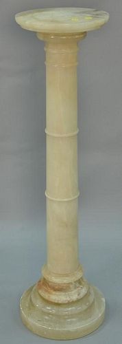 Alabaster Pedestal, ht. 38 1/2in., dia. of top 10 1/4in.
