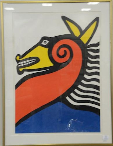Alexander Calder, colored lithograph, Seahorse 1975, pencil signed and numbered lower right: Calder LLXI/C. 29" x 21"