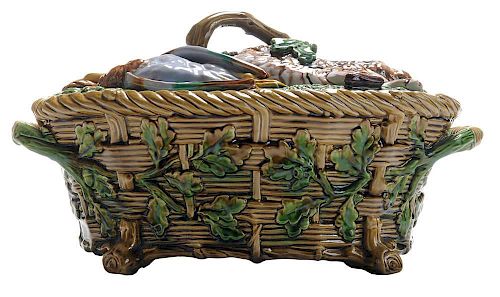 Majolica Game Tureen with Liner