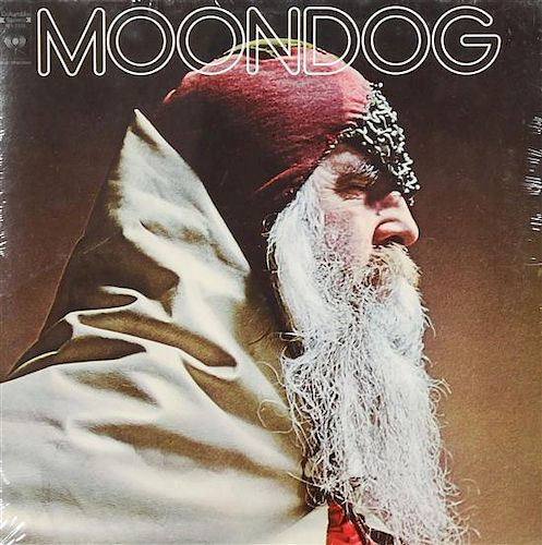 A Moondog Sealed LP Height of frame 42 x width 18 1/2 inches.