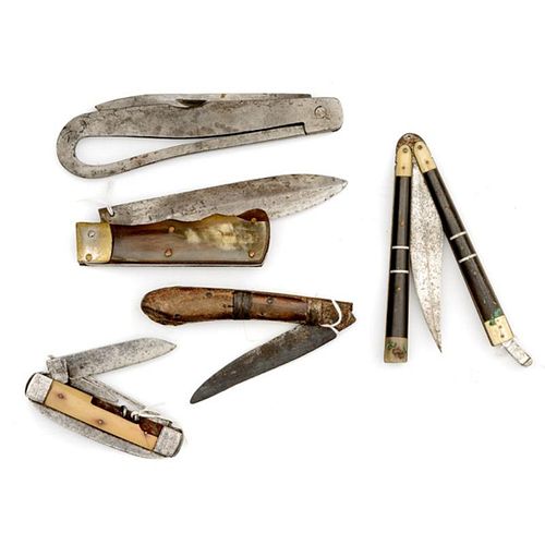 Early Folding Knives Lot of Five From The Jim Richie Collection