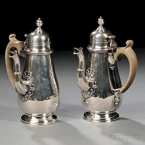Two George V Sterling Silver Cafe-au-lait Pots