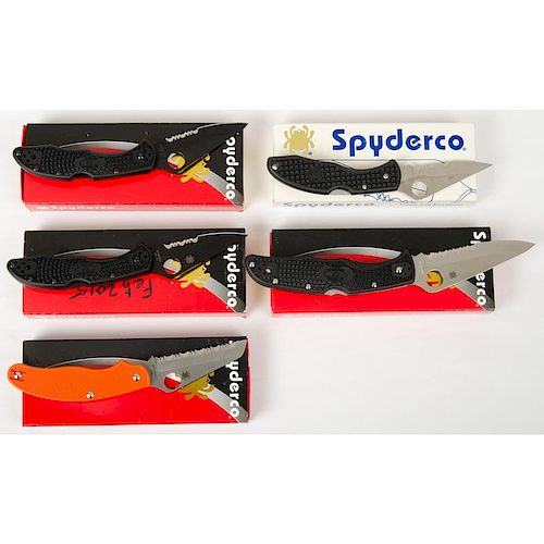 Lot of Five Spyderco Knives