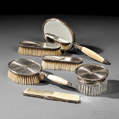 Six-piece Italian Sterling Silver Vanity Set