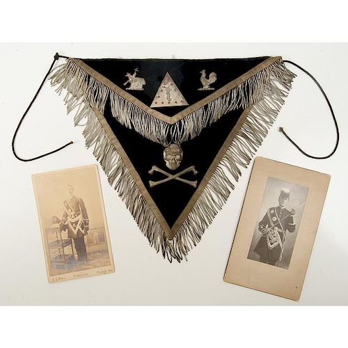 Masonic Death Apron with Cabinet Cards