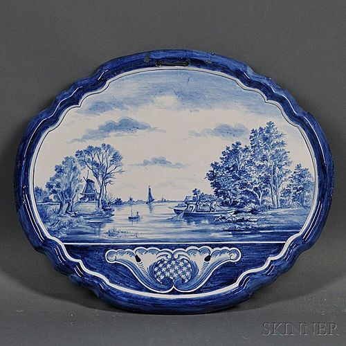 Dutch Delft Blue and White Wall Plaque