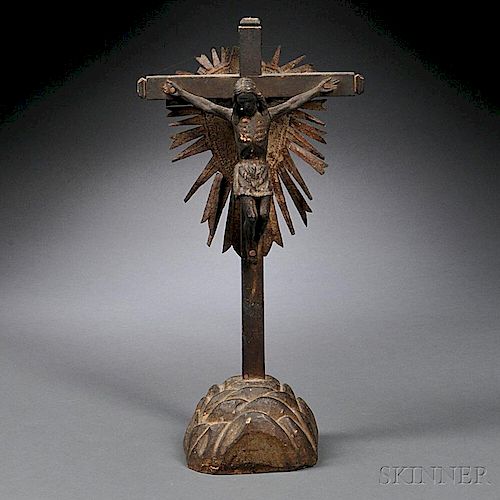 Spanish Colonial Wood and Iron Crucifix