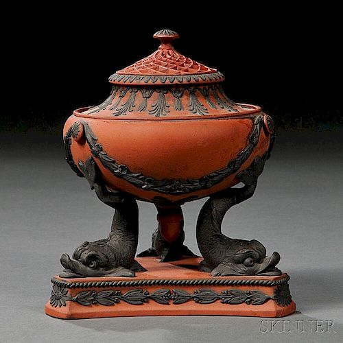 Wedgwood Rosso Antico Dolphin Incense Burner