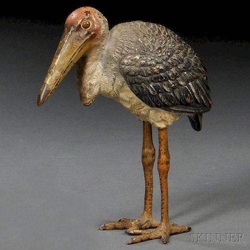 Austrian Cold-painted Bronze Figure of a Stork