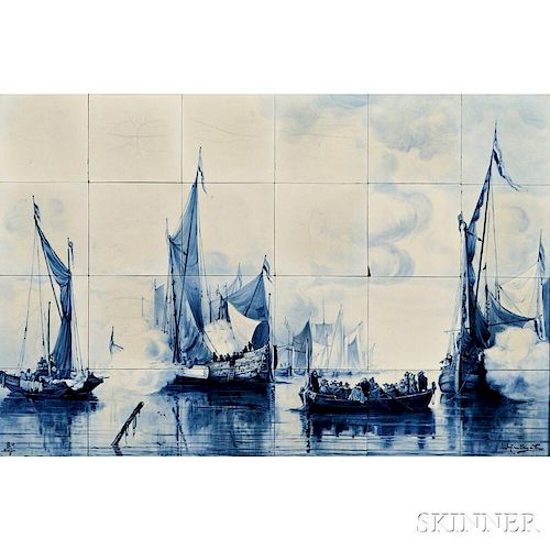 Dutch Delft Nautical Tile Picture