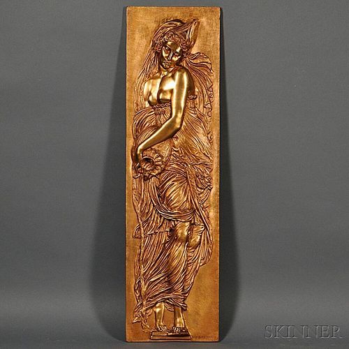 Ferdinand Barbedienne (French, 1810-1892)       Bronze Bas-relief Plaque of a Maiden