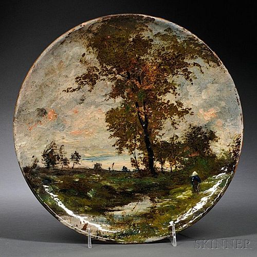 Haviland Limoges Terra-cotta Charger Depicting a Landscape
