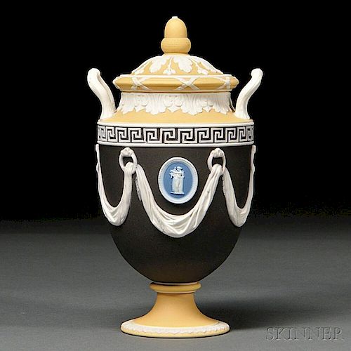 Wedgwood Four-color Jasper Dip Two-handled Vase and Cover