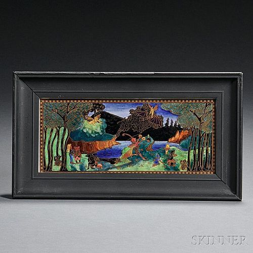 Wedgwood Fairyland Lustre Picnic by a River   Plaque