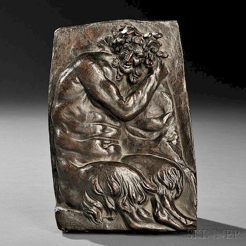 Franco-Flemish School, Late 17th/Early 18th Century       Bronze Plaque of a Satyr