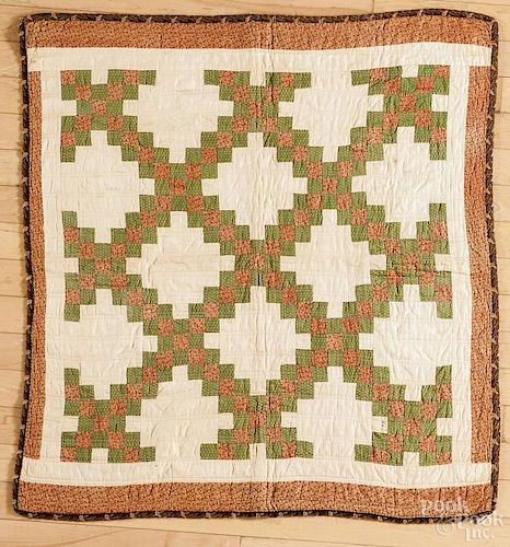 Adams County, Pennsylvania Irish chain crib quilt, late 19th c., 33 1/2'' x 35''. Published in The Ha