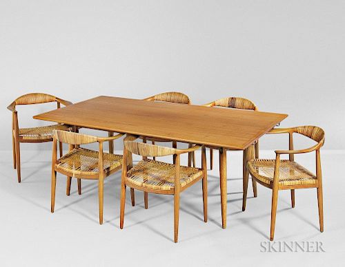 Hans Wegner Dining Table and Six Dining Chairs