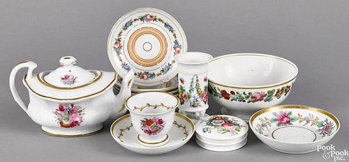 Group of Philadelphia Tucker porcelain, ca. 1825, all with polychrome floral decoration, to includ
