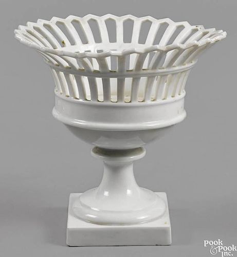 Philadelphia Tucker porcelain centerpiece basket, ca. 1825, 9'' h., 9'' w.