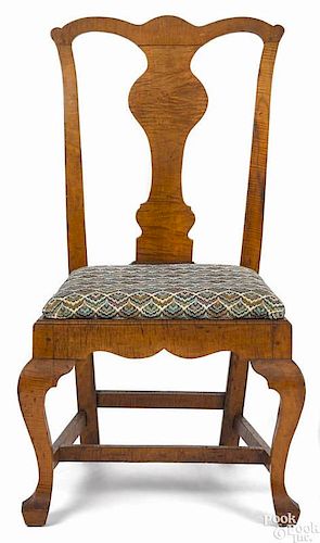Pennsylvania Queen Anne tiger maple dining chair, 18th c.