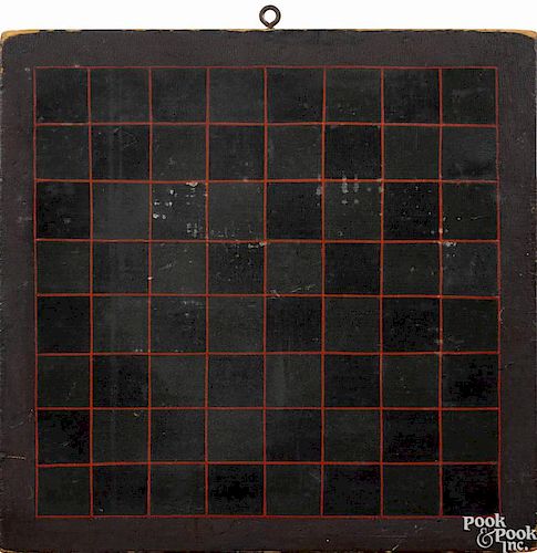 Painted checkerboard, 19th c., retaining its original polychrome surface, 13 7/8'' x 14''.