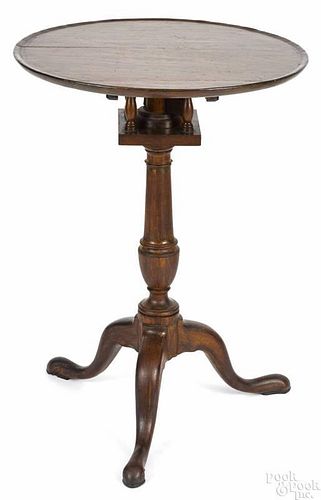 Pennsylvania Federal mahogany candlestand, ca. 1800, with a birdcage support, 27'' h., 19 1/2'' w.