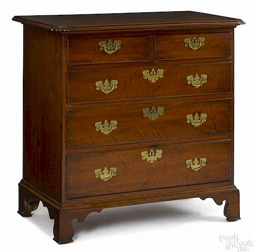 Pennsylvania Chippendale walnut chest of drawers, ca. 1770, with a notched corner top over a case,