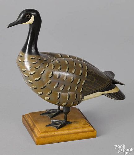 Leo J. Klein (Wilcox, Pennsylvania, mid 20th c.), carved and painted Canada Goose, labeled on unde