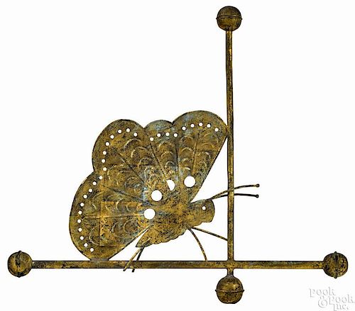 Sheet copper butterfly weathervane, late 19th c., attributed to J. W. Fiske & Co., N.Y., 22 1/4'' h