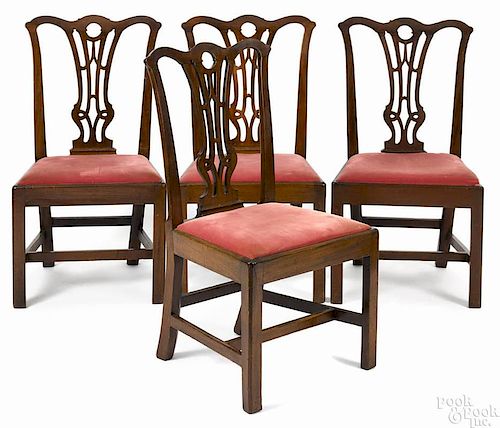 Set of four Philadelphia Chippendale mahogany dining chairs, ca. 1775.