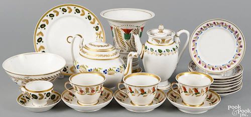 Collection of porcelain wares, ca. 1825, most are probably Tucker, to include a vase - 8'' h., two