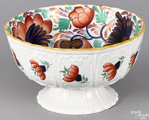 Gaudy Welsh centerpiece bowl, 19th c., 5 5/8'' h., 10'' dia.