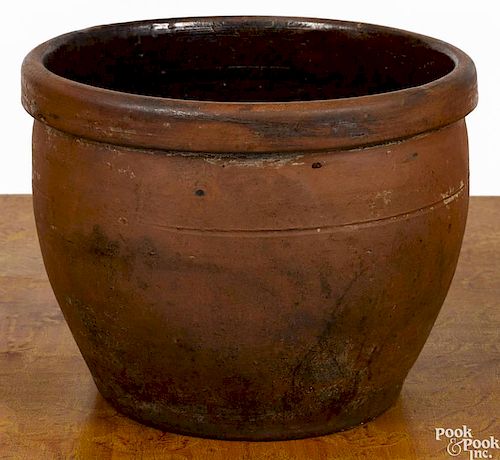 Waynesboro, Pennsylvania redware crock, 19th c., impressed D. M. Bakers Pottery, Waynesboro, PA,