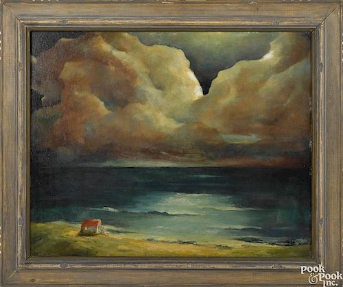 Henry Bozeman Jones (American 1889-1973), oil on board, titled Silently Now The Moon, signed low