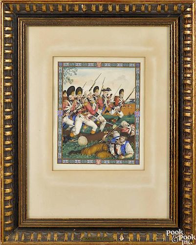 Arthur Szyk (American/Polish 1894-1951), watercolor and gouache illustration of the death of Lieut