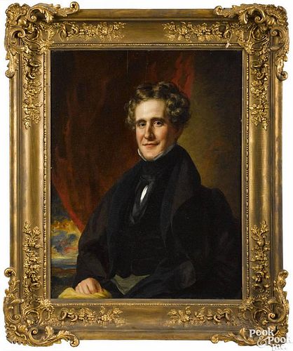 William Jewitt and Samuel Waldo (American 19th c.), oil on panel portrait of a gentleman, signed v