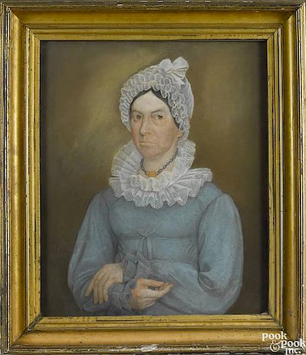 Micah Williams (American 1782-1837), pastel portrait of Anne Brokaw Silcox, 24 1/2'' x 20''.