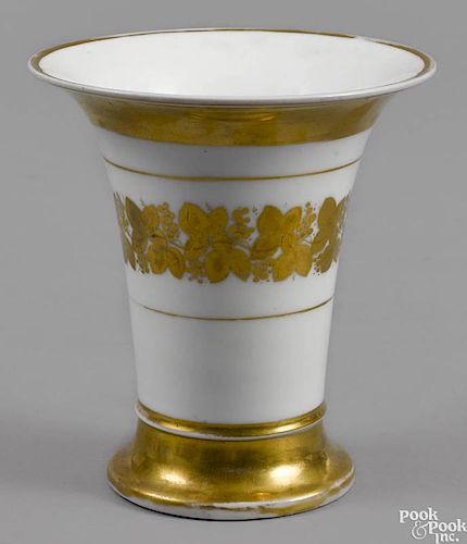 Large Philadelphia Tucker porcelain beaker vase, ca. 1825, with gilt decoration, 8 3/4'' h.