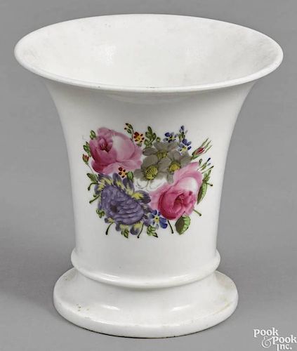 Philadelphia Tucker porcelain beaker vase, ca. 1825, with floral decoration, 5 1/2'' h.