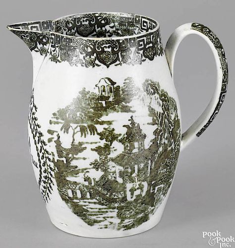 English pearlware pitcher, ca. 1800, inscribed Long Live the King, with chinoiserie decoration,