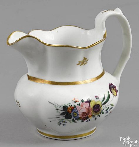 Philadelphia Tucker porcelain pitcher, ca. 1825, with floral and gilt decoration, the base inscrib