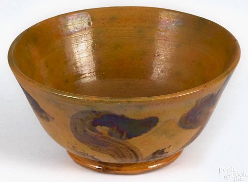 Adams County, Pennsylvania redware bowl, inscribed Sol Miller 1872, having repeating manganese ''