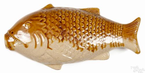 Yellowware fish flask, 19th c., 8 1/4'' l.