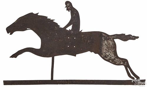 Sheet iron horse and jockey weathervane, 23 1/2'' h., 39 1/2'' w.