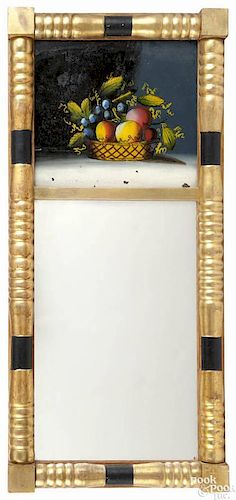 Maine Federal giltwood looking glass, ca. 1825, bearing the paper label of James Todd, Portland, 2