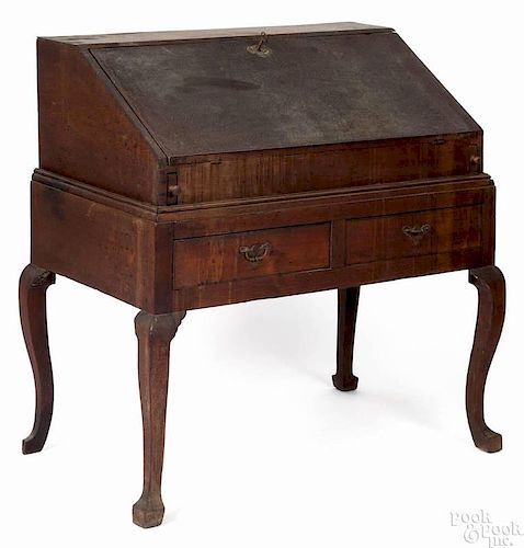 Mid-Atlantic Queen Anne walnut desk on frame, ca. 1750, 37 1/4'' h., 36'' w.