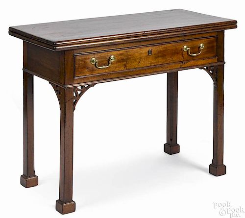 Philadelphia Chippendale mahogany card table, ca. 1780, with fretwork knee returns and Marlborough