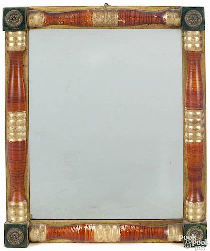 Sheraton painted looking glass, ca. 1825, retaining its original grained and gilt decoration, 12 3