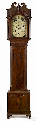 New Jersey or New York Federal mahogany tall case clock, ca. 1810, with an eight-day movement, 95