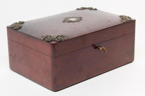 Antique Cigar Humidor with Sterling Silver Mounts